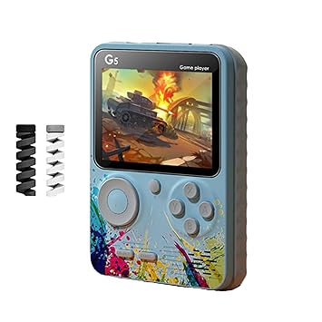 Like Star G5 500 in 1 Retro Game Box Only for 1 Player, Handheld Classical Game PAD Can Play On TV, 500 Games Like Contra, Tank, Bomber Man Etc. (A Like Star Product) (Blue Grey)